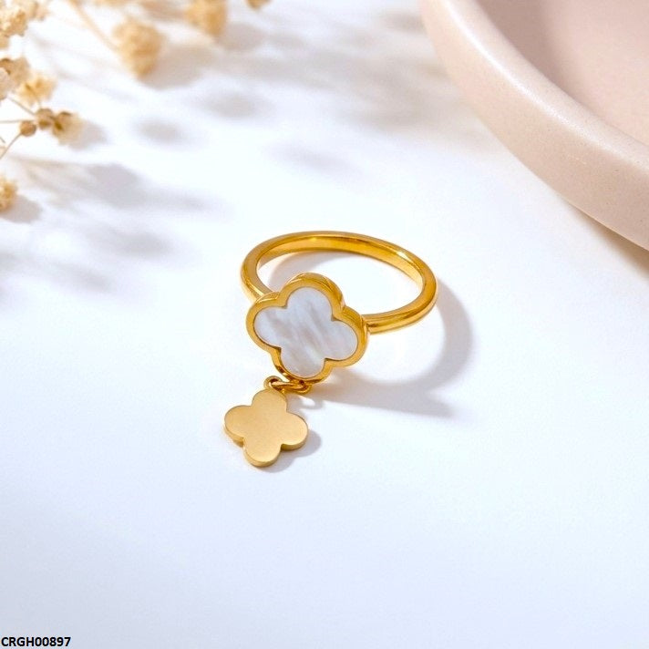 Stainless Steel Double Flower Ring