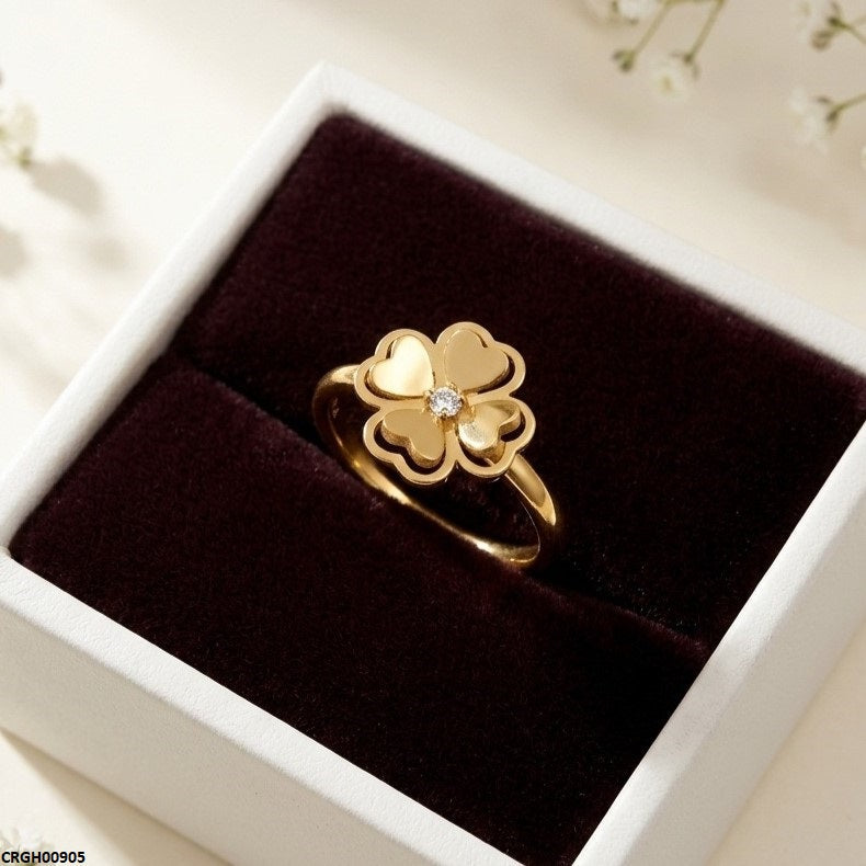 Stainless Steel Flower Heart Ring