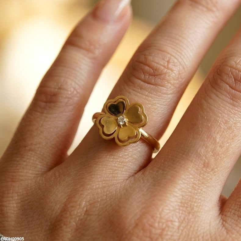 Stainless Steel Flower Heart Ring