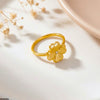 Stainless Steel Flower Heart Ring