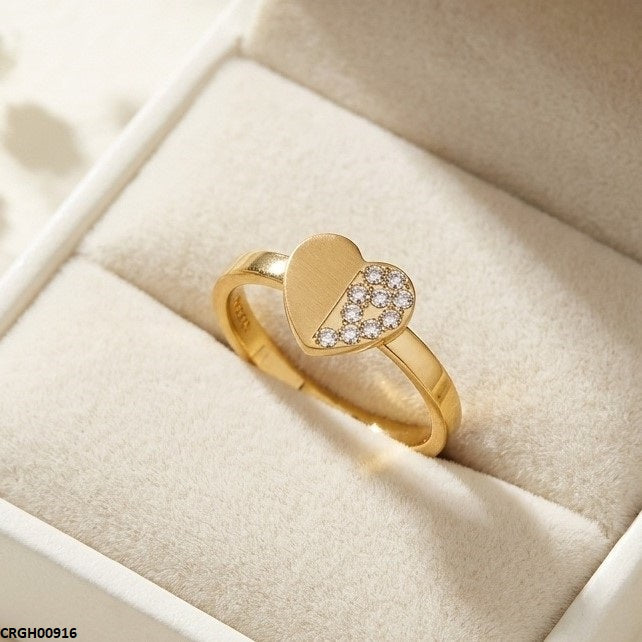 Stainless Steel Heart Stone Ring