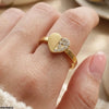 Stainless Steel Heart Stone Ring
