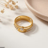 Stainless Steel Round Stone Ring