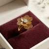 Stainless Steel Flower Stone Ring