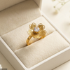 Stainless Steel Flower Heart Ring