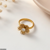 Stainless Steel Flower Heart Ring