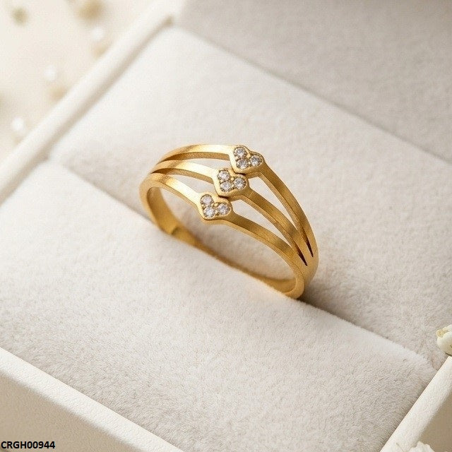 Stainless Steel Heart Stone Ring