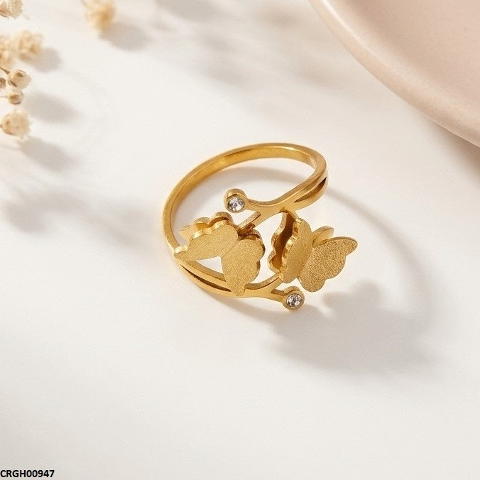 Stainless Steeld Double Butterfly Ring