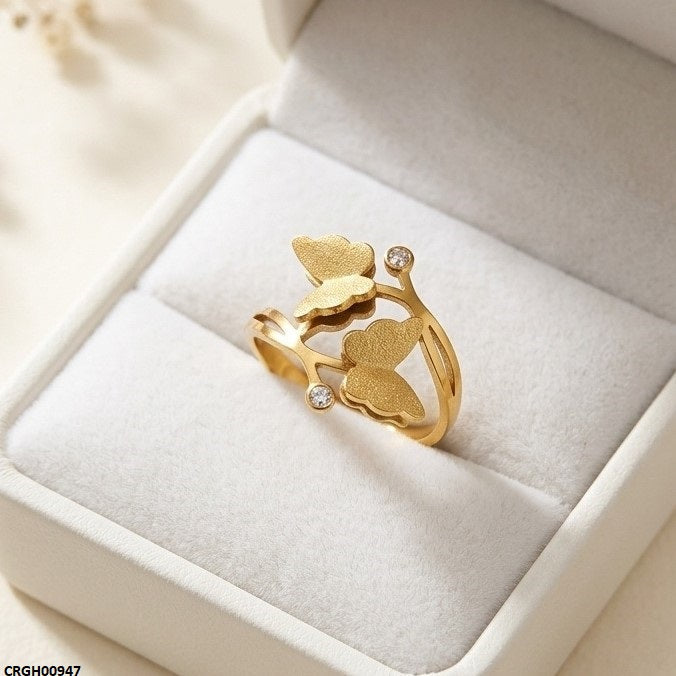 Stainless Steeld Double Butterfly Ring