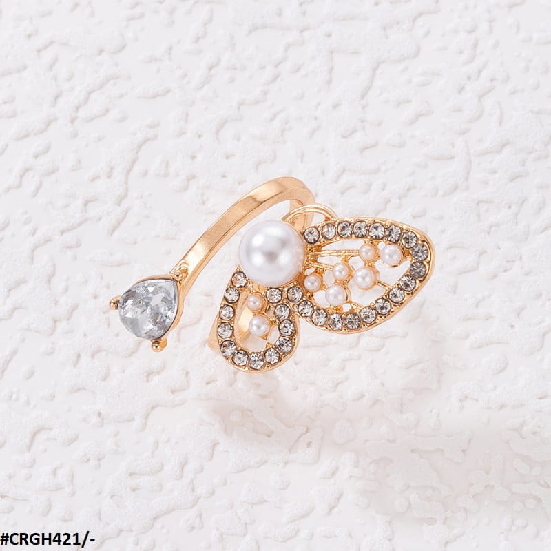 Butterfly/Pearl Adjustable Ring