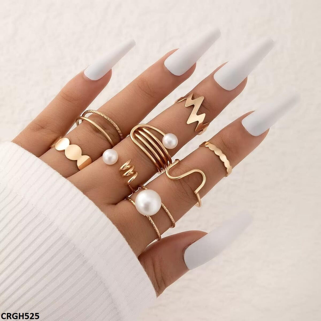 Pearl/Curved 8 Midi Rings