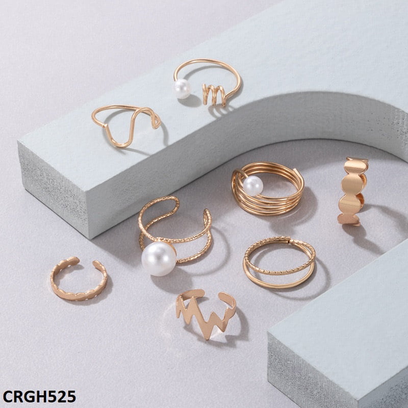 Pearl/Curved 8 Midi Rings