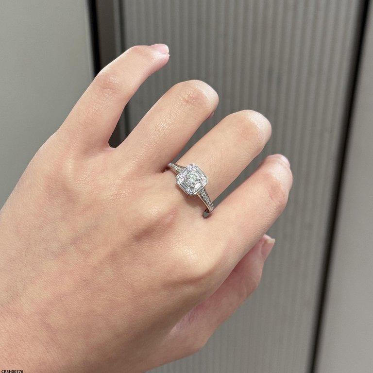Square Round Stone Ring Adjustable