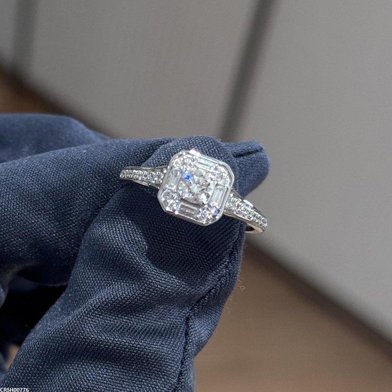 Square Round Stone Ring Adjustable