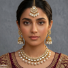 Oval Pearl Drop Rajwari Necklace Set