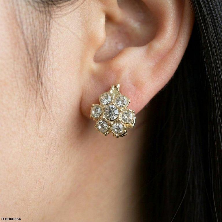 Round Stone Hoops Pair