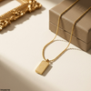 Stainless Steel Gold Brick Drop Pendant