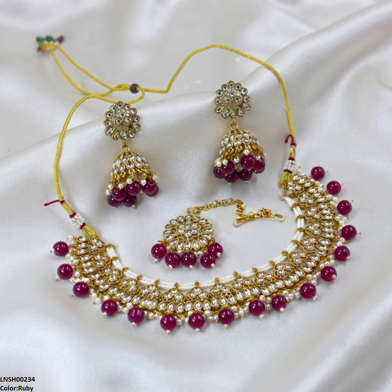 Tear Pearl Drop Rajwari Necklace Set