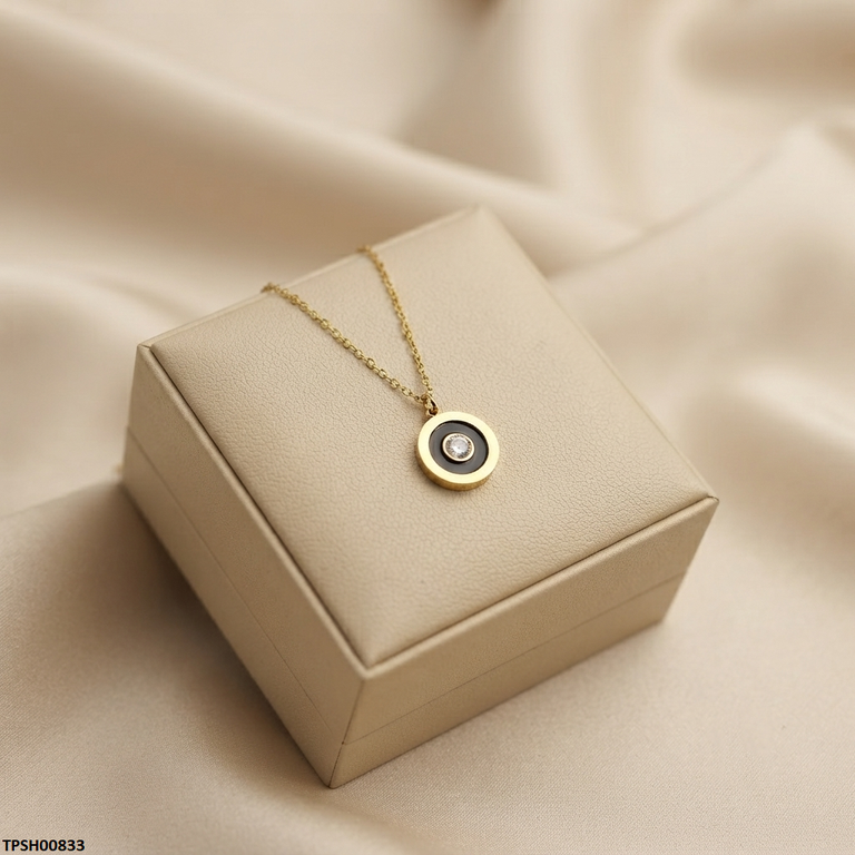 Stainless Steel Round Stone Pendant