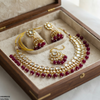 Square/Oval Stone Pearl Drop Rajwari Necklace Set