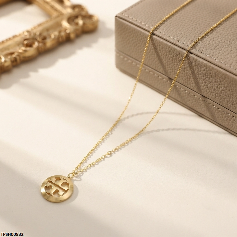 Stainless Steel Round Double T Pendant