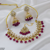 Square Stone Pearl Drop Rajwari Necklace Set