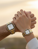Square White Dial Couple Watch