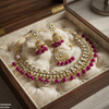 Square/Tear Pearl Drop Rajwari Necklace Set