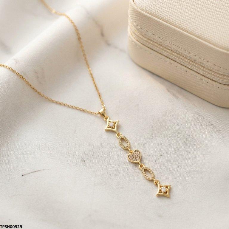 Heart/Oval Stainless Steel Zircon Stone Pendant