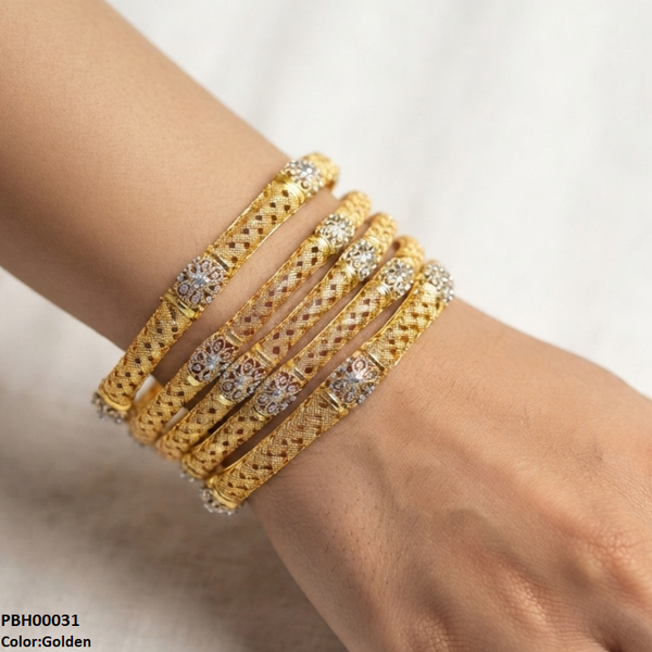 Filigree Flower Bangles 5 Pcs Set