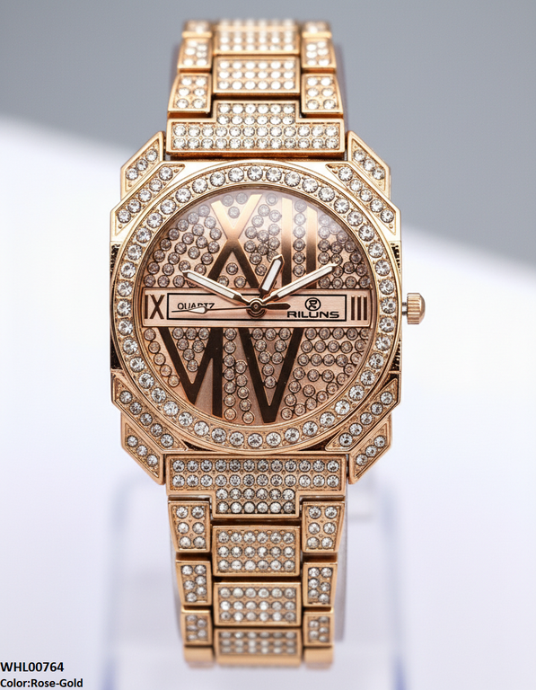 Round Rhinestone Dial Women's Watch