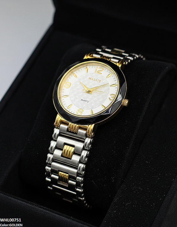 Round Black Bezel Women's Watch
