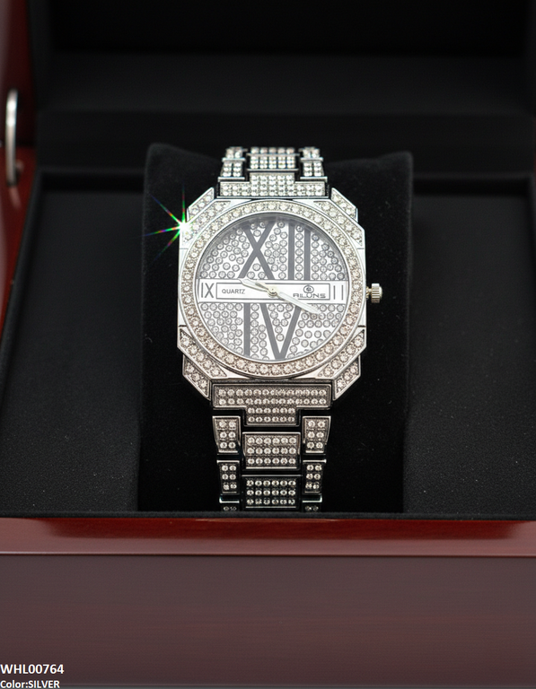 Round Rhinestone Dial Women's Watch