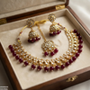 Tear/Square Pearl Drop Rajwari Necklace Set