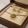 Oval Flower Pearl Drop South Indian Necklace Set