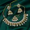 Square Stone Pearl Drop Rajwari Necklace Set