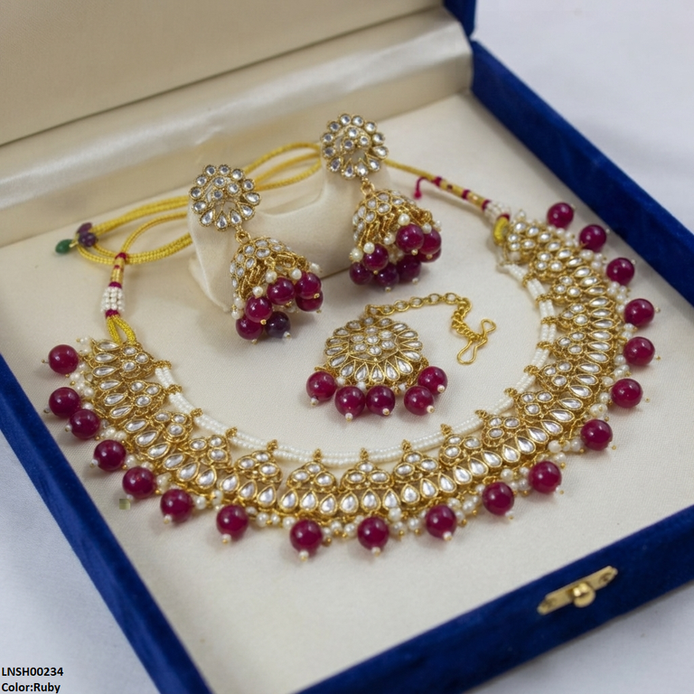 Tear Pearl Drop Rajwari Necklace Set