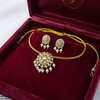 Oval Flower Pearl Drop South Indian Necklace Set