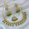 Square Stone Pearl Drop Rajwari Necklace Set