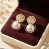 Coin Pearl Drop Earrings