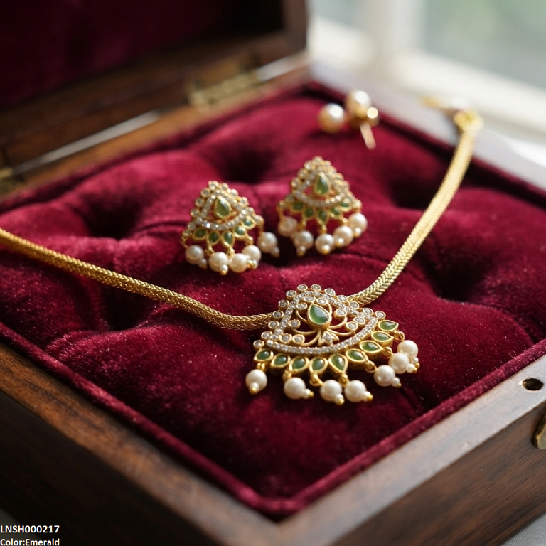 Tear Round Pearl Drop South Indian Necklace Set