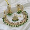 Square/Oval Stone Pearl Drop Rajwari Necklace Set
