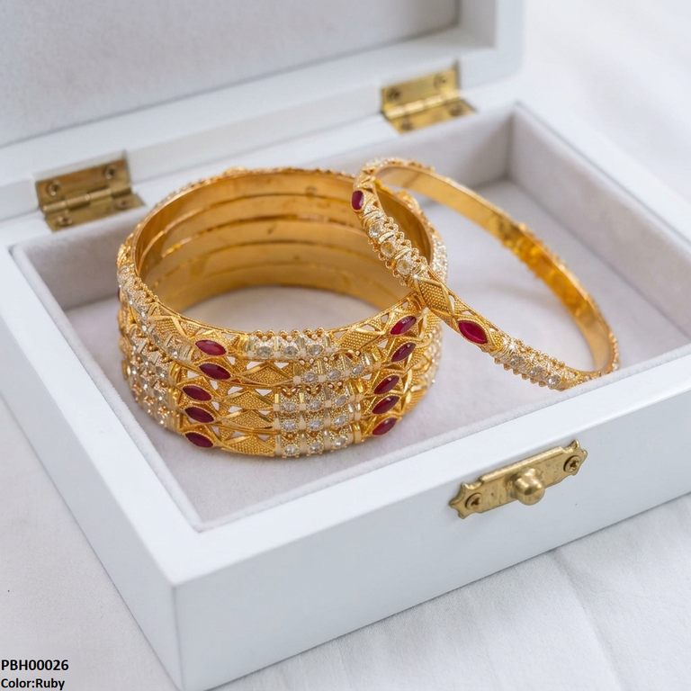 Marquise Stone 6 Pcs Of Bangles Set