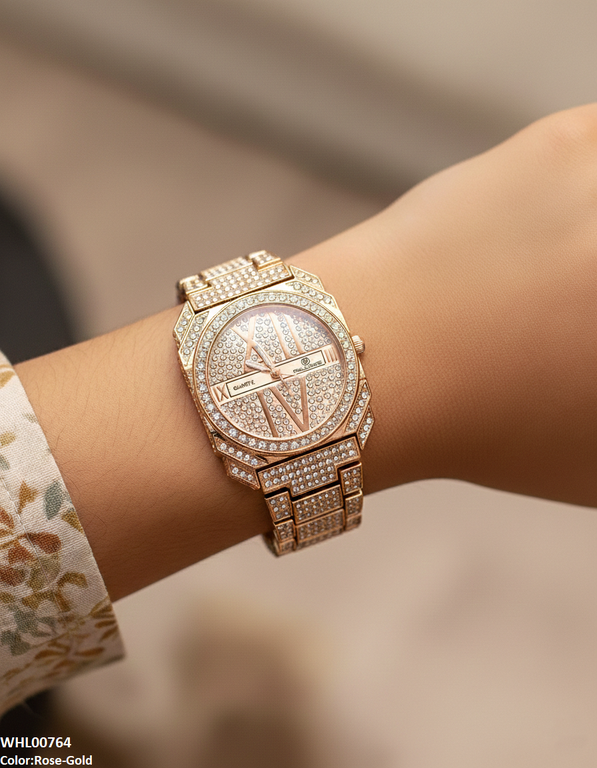 Round Rhinestone Dial Women's Watch