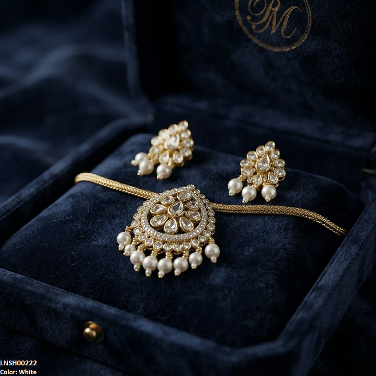 Tear Pearl Drop South Indian Necklace Set