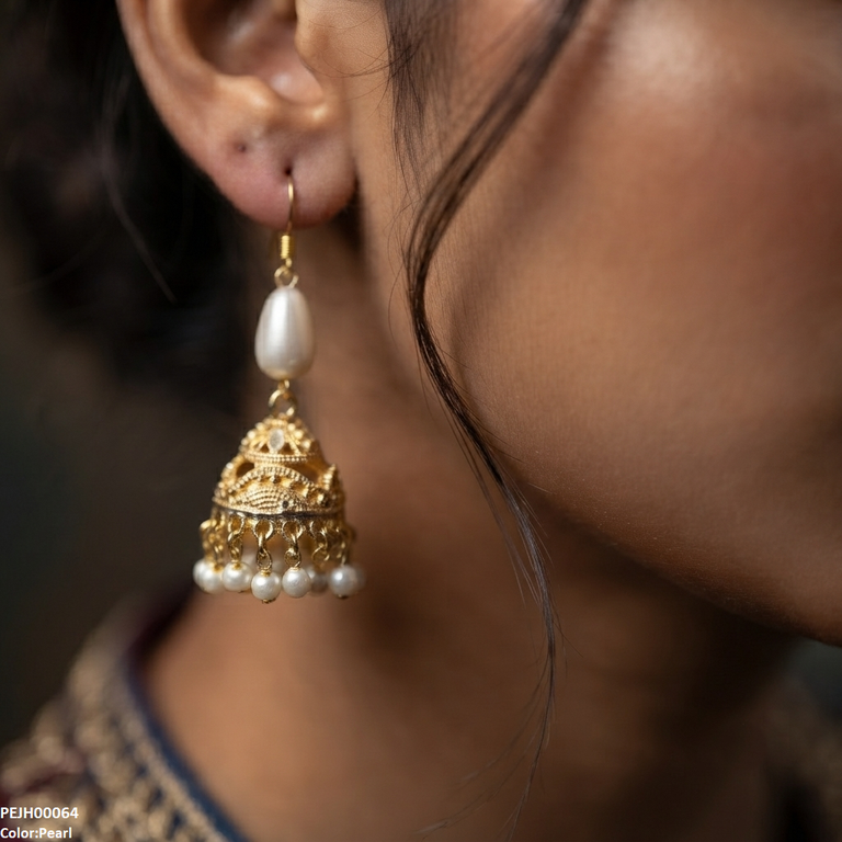Filigree Pearl Drop Jhumki