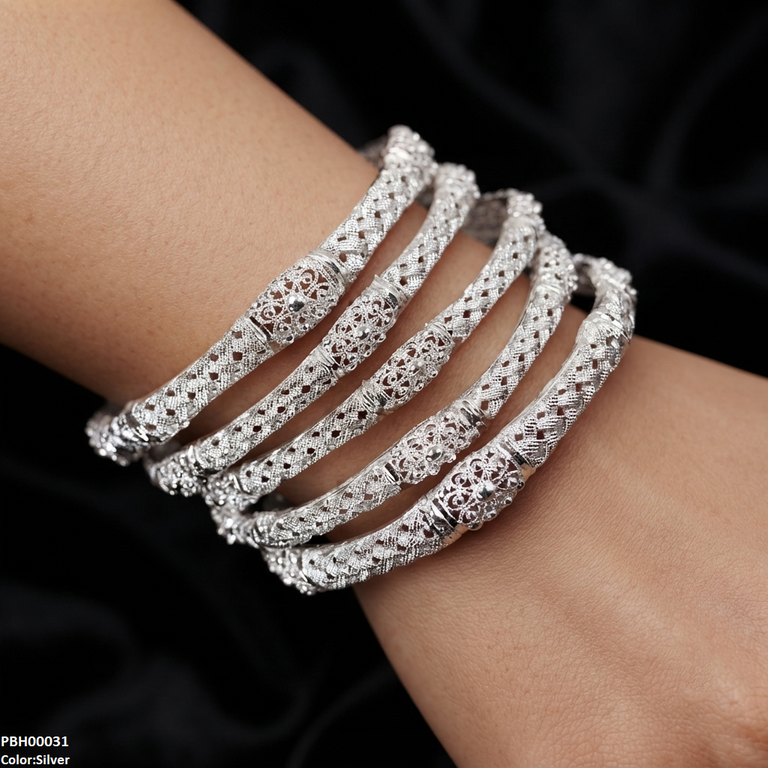 Filigree Flower Bangles 5 Pcs Set