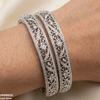 Round Stone Flower Bangle Set