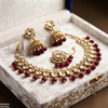 Marquise/Square Stone Pearl Drop Rajwari Necklace Set