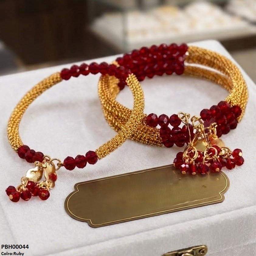 Round Pearl Drop Bangles Set